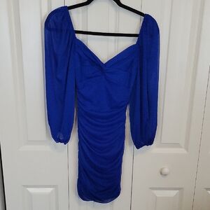 Royal Blue Sheer Sleeve Dress